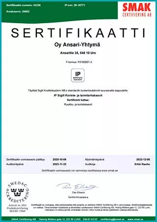 IP Sigill Koriste- ja taimitarhakasvit sertifikaatti